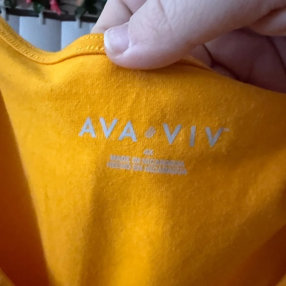 NWT Ava & Viv Yellow Scoop Neck Ruched Short Sleeve Summer Top Womans Size 4XL - Picture 3 of 5